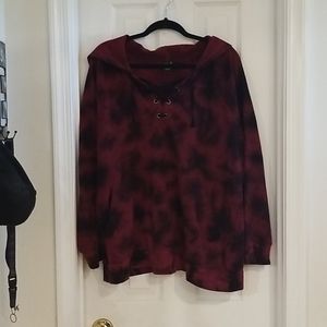 Hot Topic Lace Up Hoodie - red and black